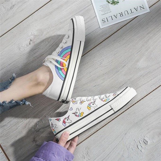 2019新款独角兽帆布鞋女春夏季日系学生韩版百搭原宿手绘涂鸦板鞋|msdalam kategori Kasut lelaki popular, kasut kanvas - dari Buy2taobao.com untuk memberikan perkhidmatan ejen Taobao profesional membeli