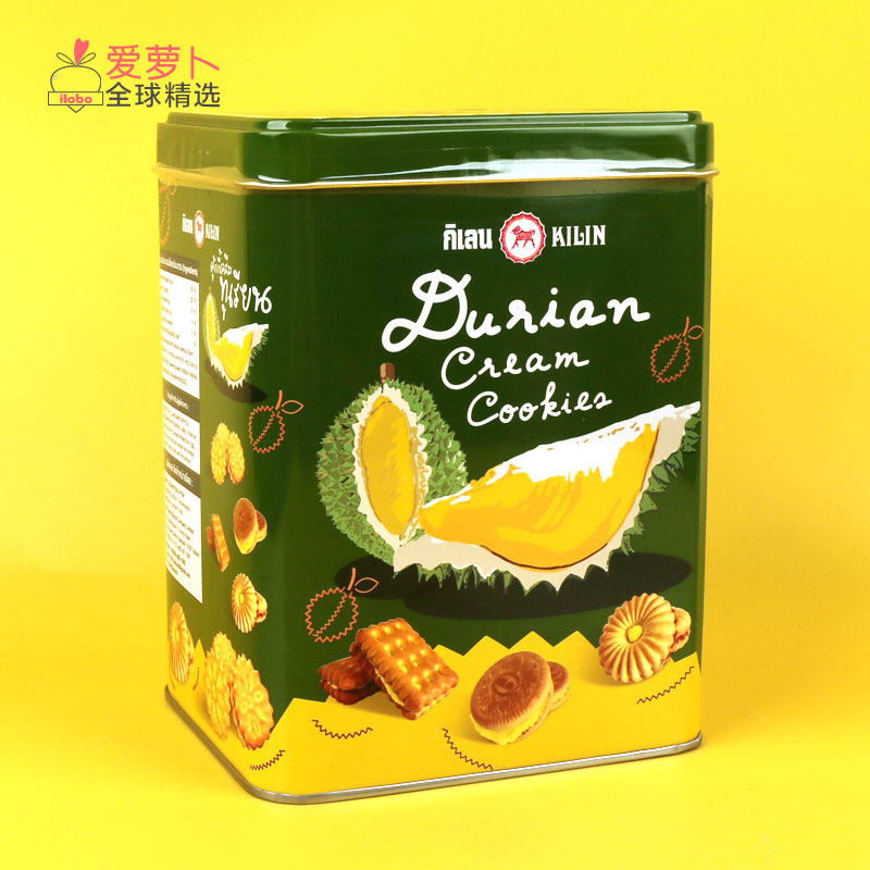 泰国 Kilin榴莲饼干解馋休闲零食400g（罐装）