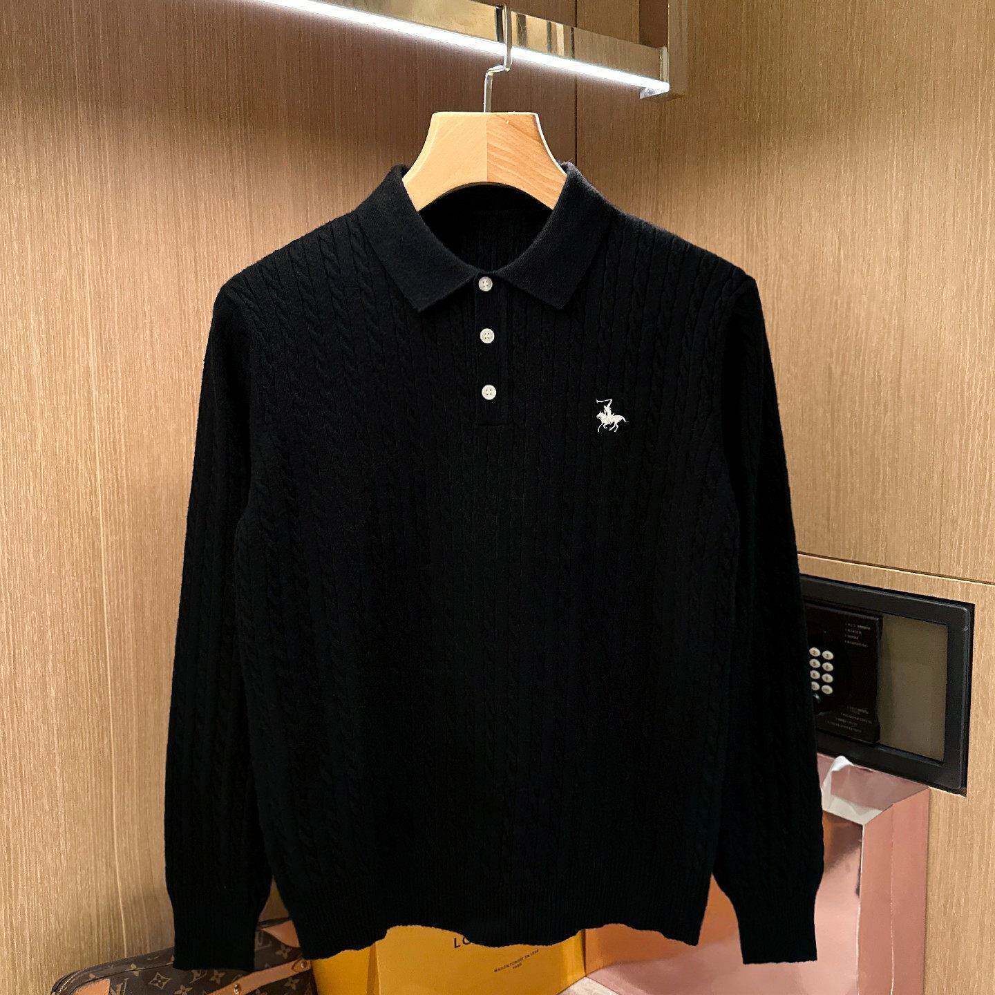 老钱风M5021男装高级色修身pol尚o衫男长袖美式白花复古时绞翻领