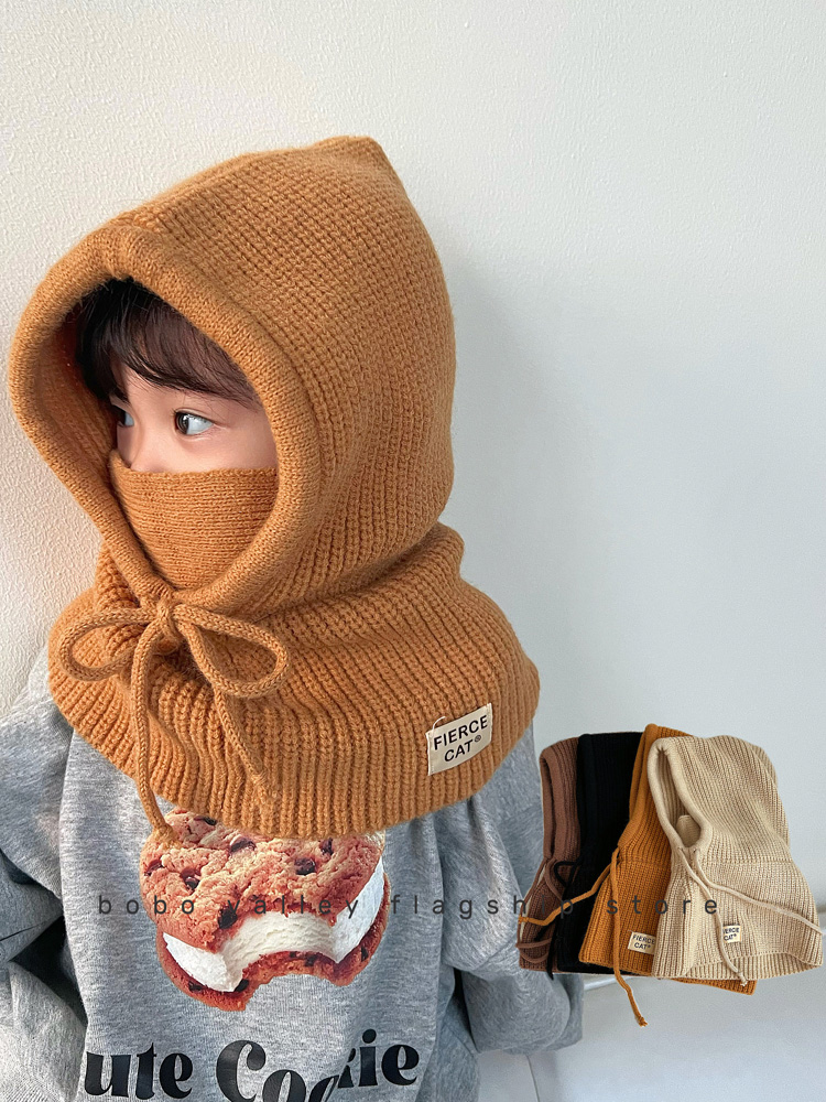 BOBOVALLEY儿童针织帽子围巾一体