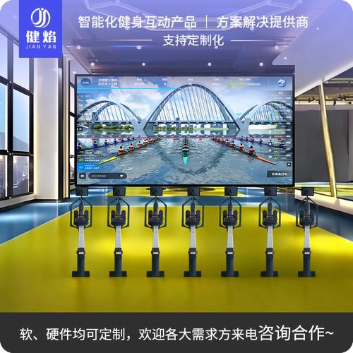 智能双桨划船机多人互动划船设备同屏竞赛AI虚拟VR娱乐健身房器材
