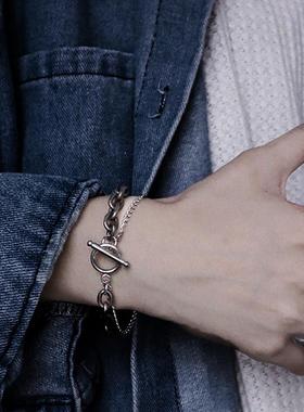 手链男钛钢潮单身个性简约学生女复古网红ins小众设计日式手饰男