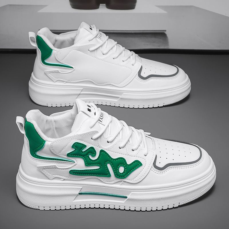 夏季透气男鞋2024新款男士运动休闲增高板鞋小白皮鞋韩版百搭潮鞋