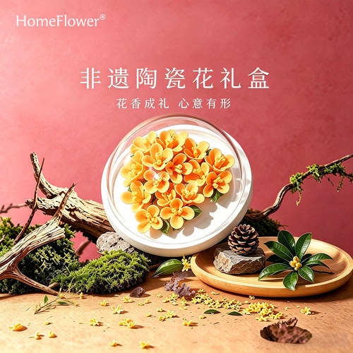 非遗手工陶瓷花香薰摆件伴手礼