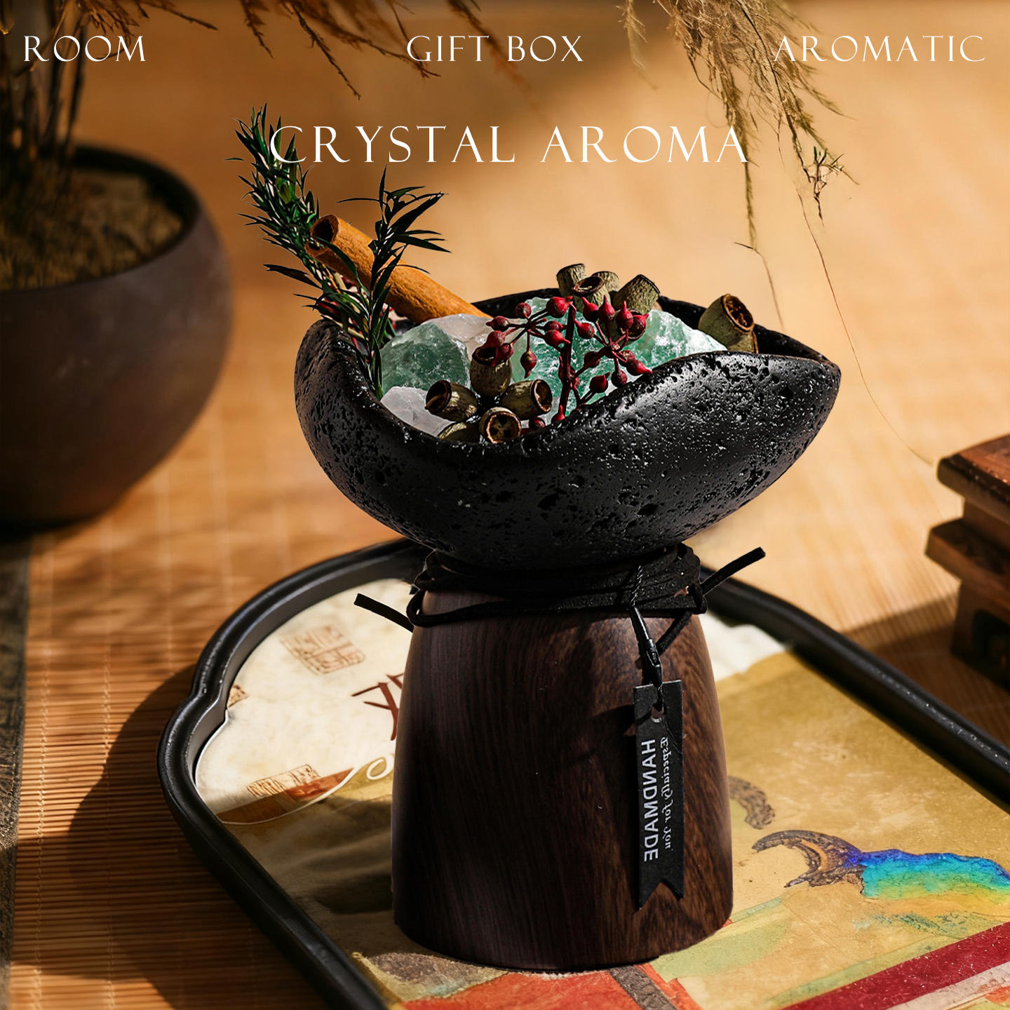 新中式香薰扩香晶石植物礼盒