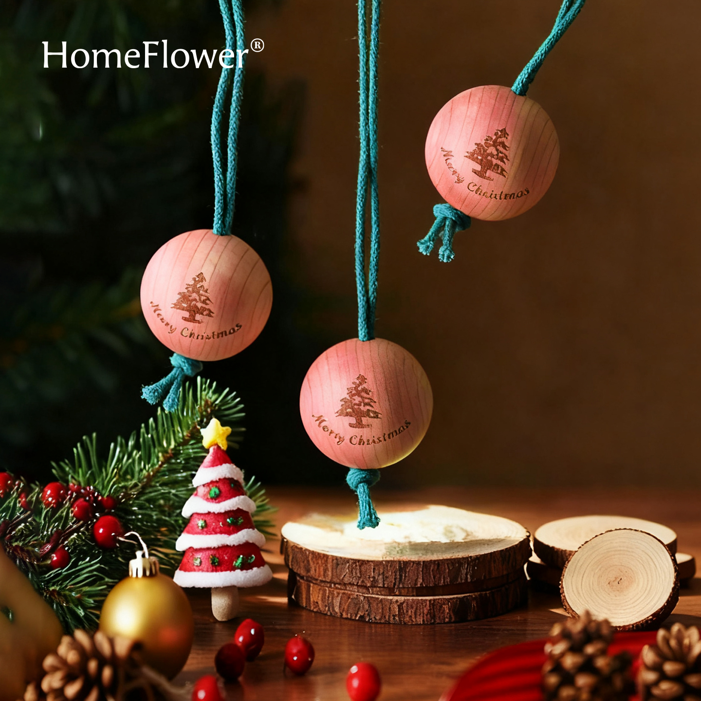 圣诞树天然雪松球香薰香料