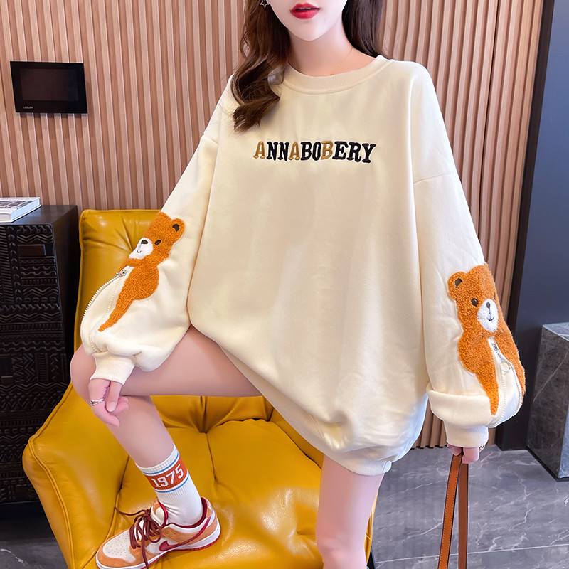 출산 정장 가을 새로운 한국 스타일 느슨한 캐주얼 중간 길이 탑 봄 가을 인터넷 연예인 여성용 대형 스웨트 셔츠