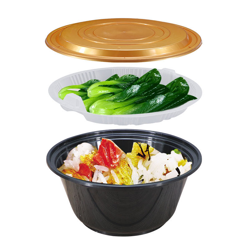 绿保康一次性餐盒圆形带盖图片