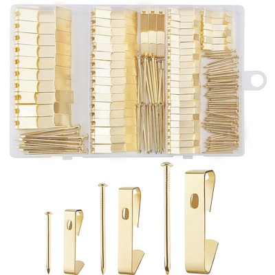 160pcs/184pcs普通木墙挂钩相框挂画钩配件金属挂钩无痕钉衣包钩