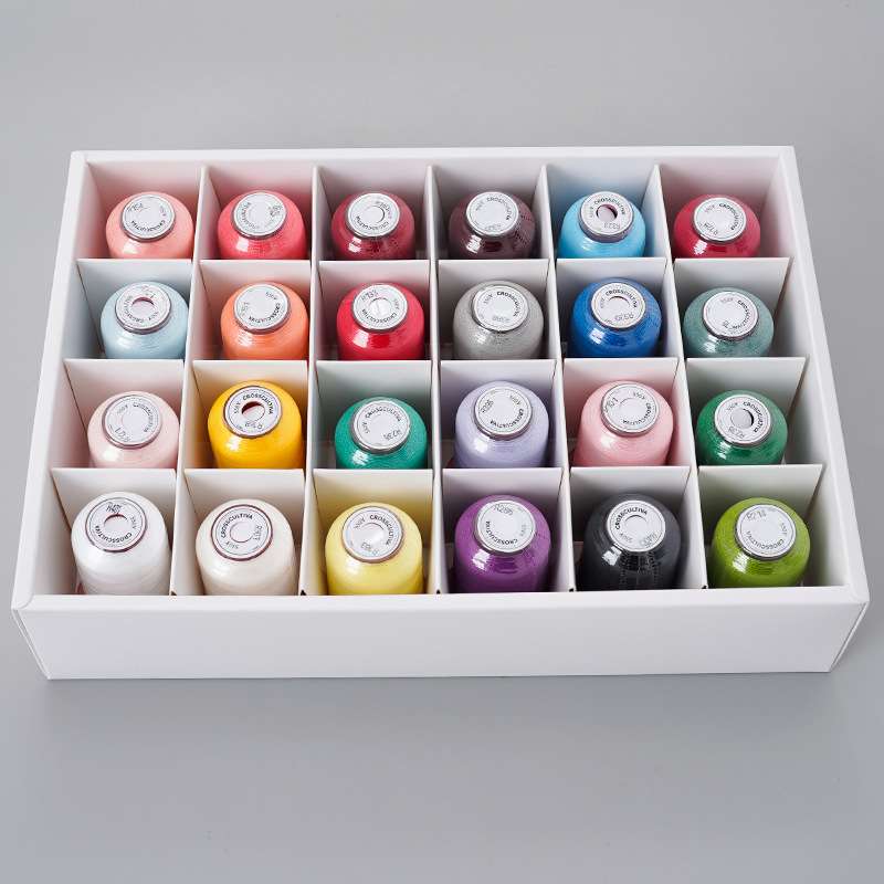 24色120D高亮涤纶绣花线套装550码 家用彩色手工刺绣线电脑绣花线