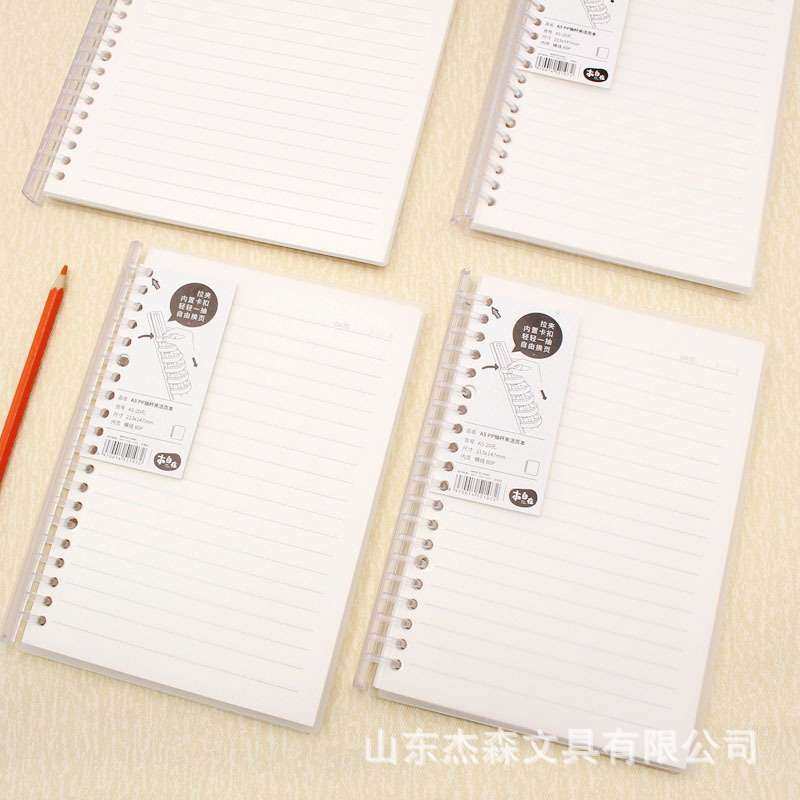pp抽杆活页本a5 b5笔记本子活页线圈本子学生防水活页夹横线80张