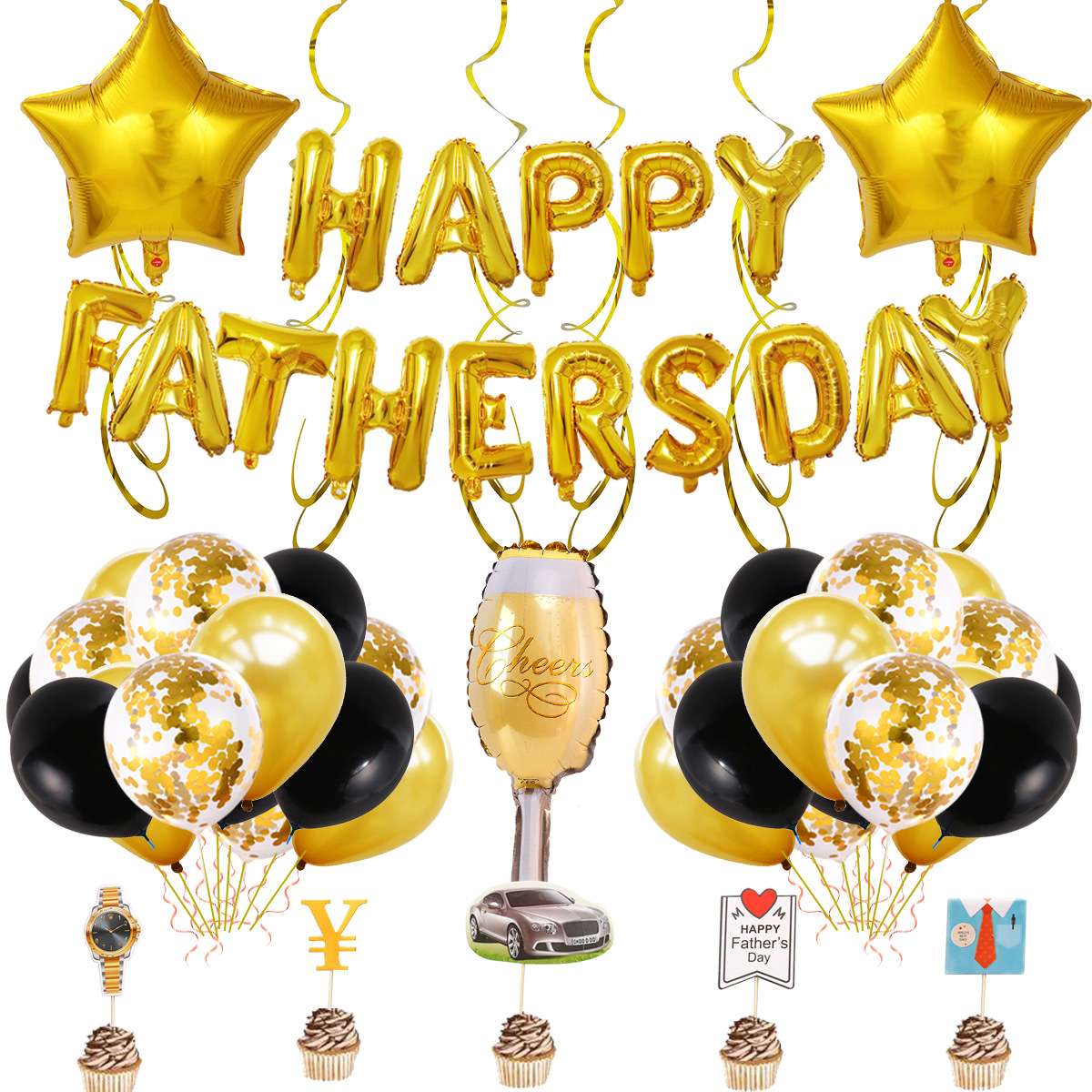 父亲节派对气球 16寸happy fathers day字母气球套餐感恩装饰气球