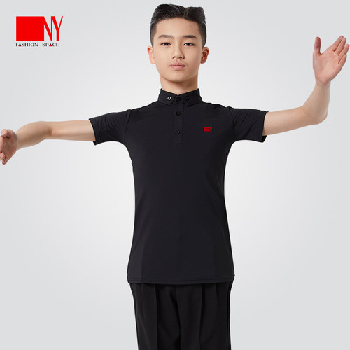 ny纳艺男童练功舞服polo立领短袖