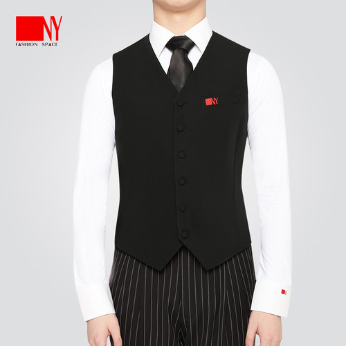 纳艺摩登舞马甲上衣表演服舞服男