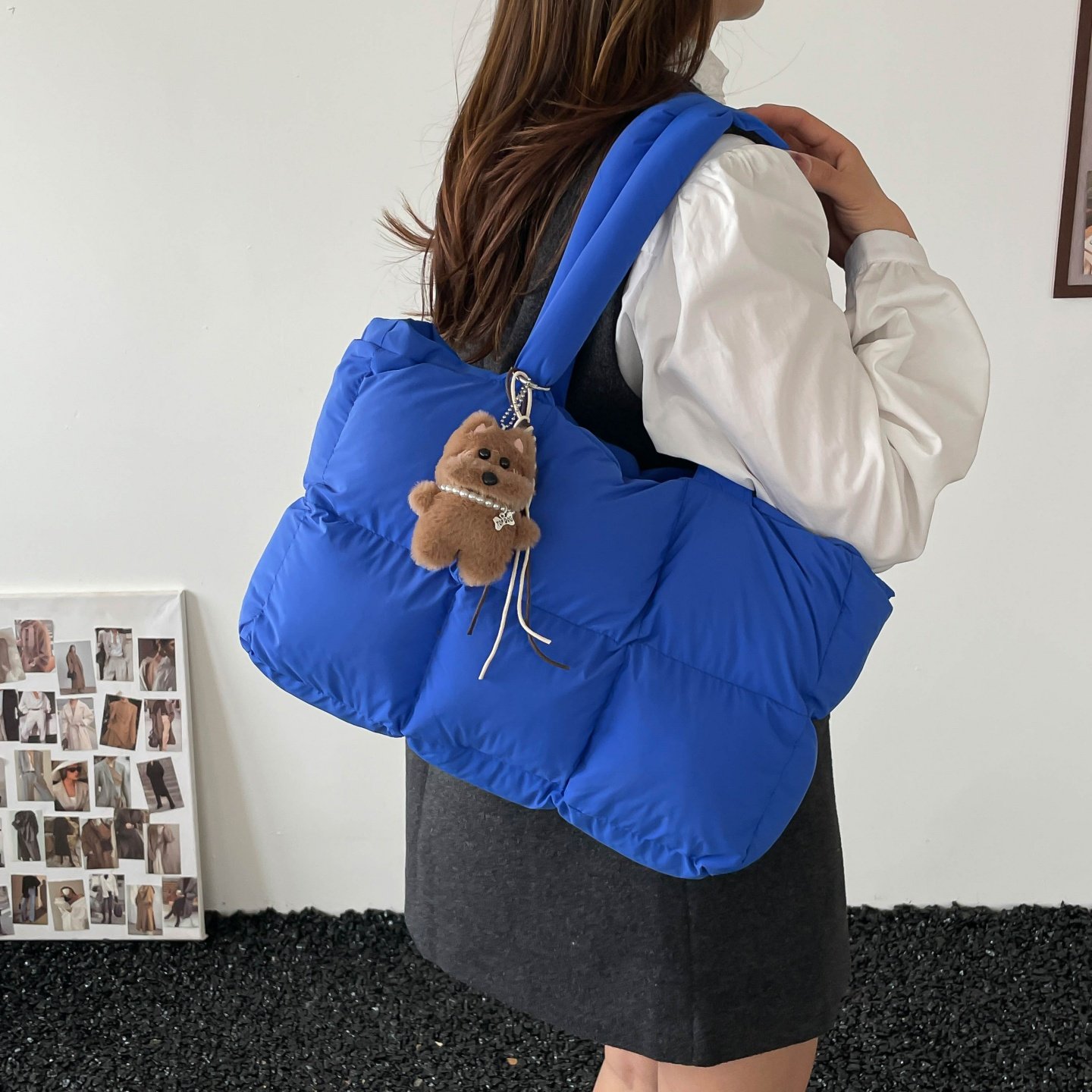 冬季新款棉服托特包女小众设计时尚棉服包方格柔软充棉手提单肩包,箱包皮具/热销女包/男包,托特包,淘宝优惠券,粉丝福利购,淘宝优惠卷