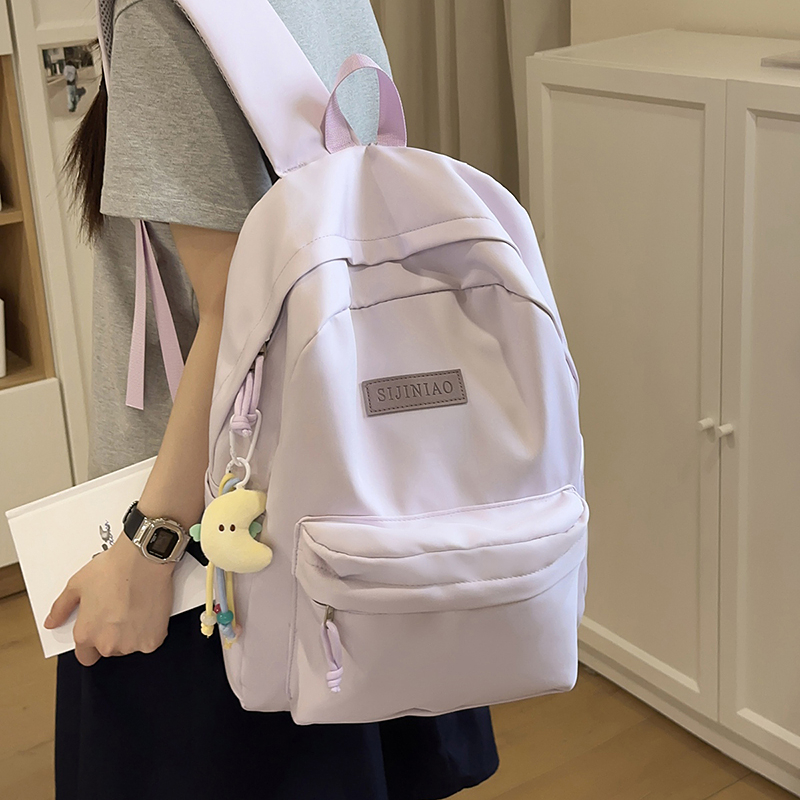 纯色百搭双肩包女学院风学生书包
