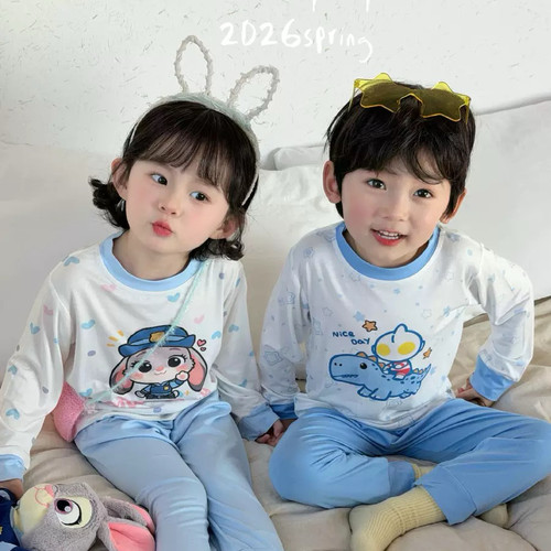 2026新款儿童莫代尔睡衣男女童长袖家居服套装四季卡通朱迪星星