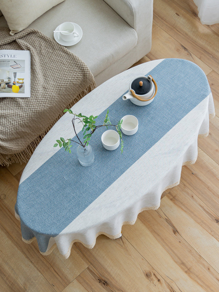 椭圆形咖啡桌桌布无障碍豪华现代小公寓客厅家用鸭蛋形小茶几茶几