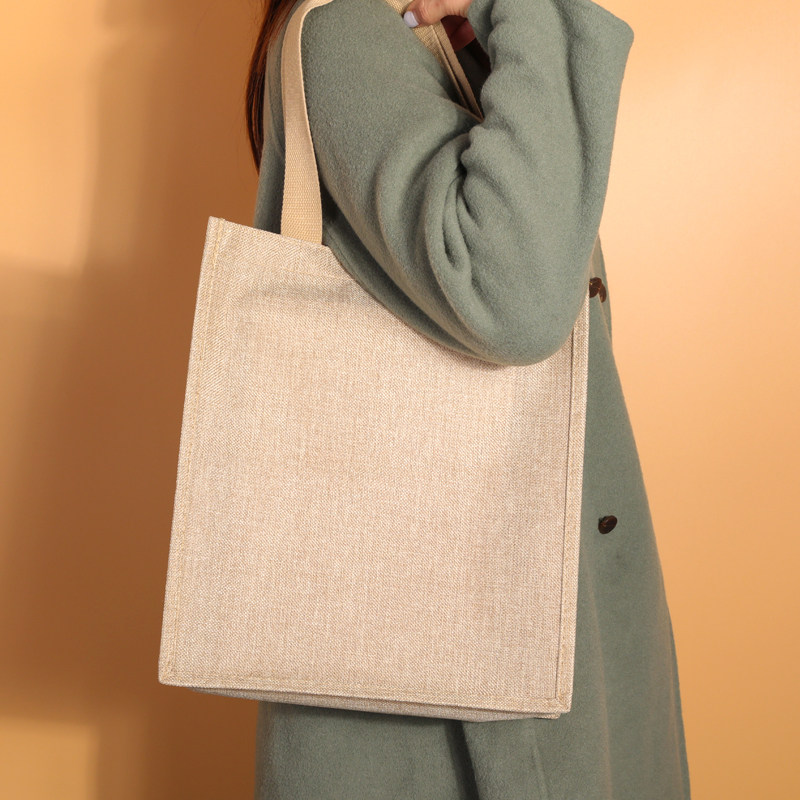 麻布袋时尚简约手提袋定制高档复古百搭街拍手拎麻布包环保购物袋