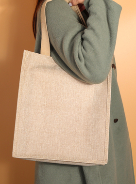 麻布袋时尚简约手提袋定制高档复古百搭街拍手拎麻布包环保购物袋