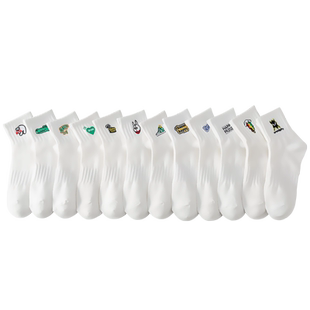 男大童袜子纯棉防臭吸汗白色中筒12岁以上男孩初中学生秋冬运动袜