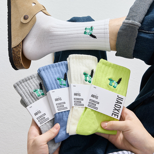 青少年袜子男款 高中生中筒100%新疆棉袜 学生纯棉防臭运动袜秋冬季