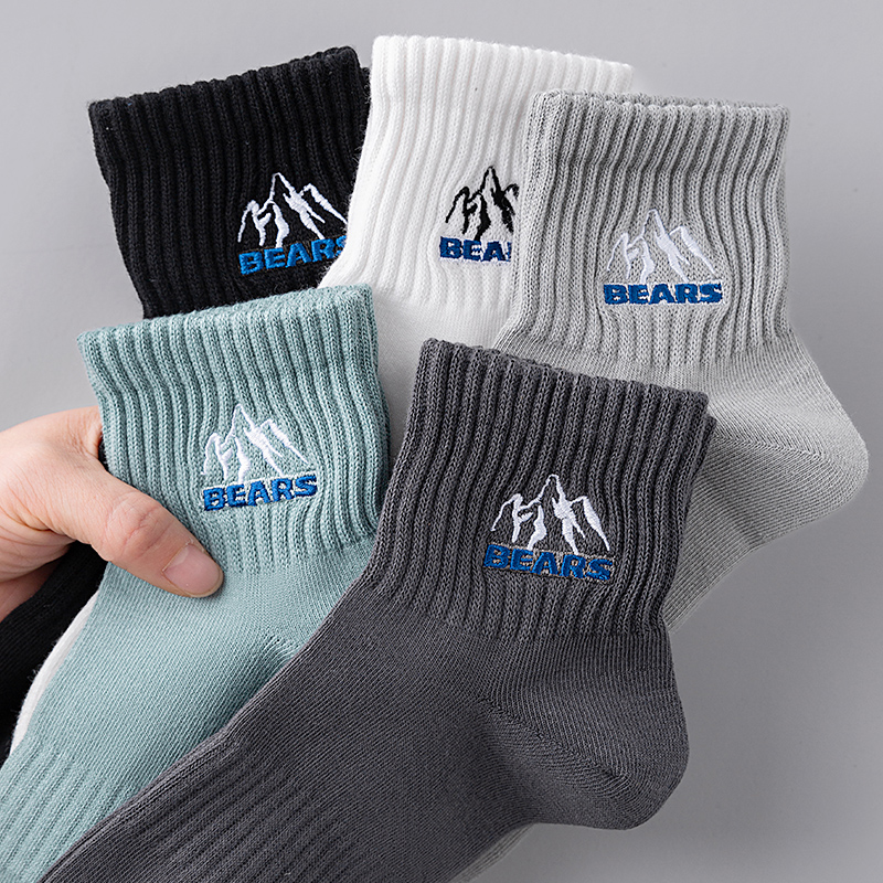 运动抗菌春夏男刺绣短袜