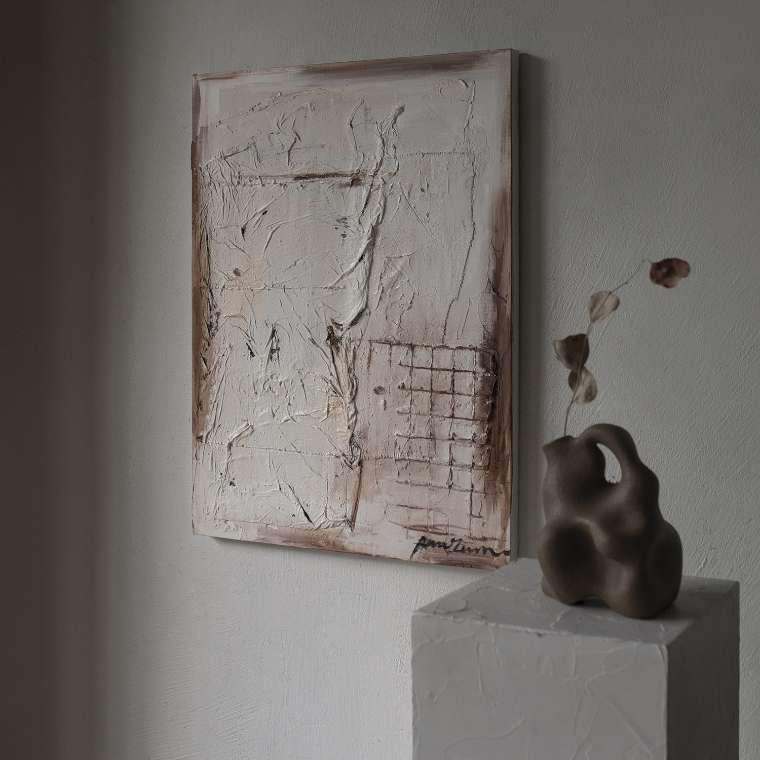 jellypaint原作孤品《锈绪流年》| 综合材料质感肌理玄关装饰画