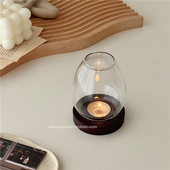 欧式 复古防风玻璃罩烛台客厅茶几餐桌氛围感装 饰摆件香薰蜡烛台座