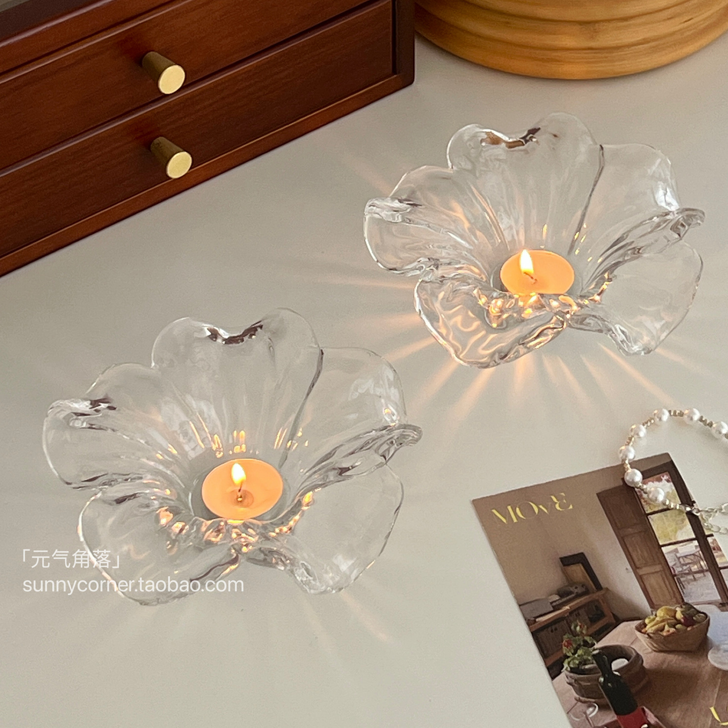 元气角落法式复古玻璃花瓣烛台