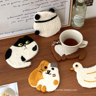 日式 創(chuàng)意可愛動物羊毛氈杯墊水杯防燙隔熱墊咖啡杯墊餐桌碗墊盤墊