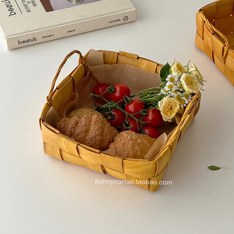 日式编织面包篮子水果收纳篮