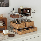 简约不锈钢金属桌面多层置物架台面杂物整理架护肤品化妆品收纳架