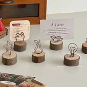 创意复古桌面立式 便签夹留言夹摆件木质铁艺夹子照片卡片夹便条夹