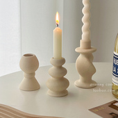 北欧ins复古素胚陶瓷烛台香薰蜡烛台座欧式 餐桌浪漫氛围感摆件