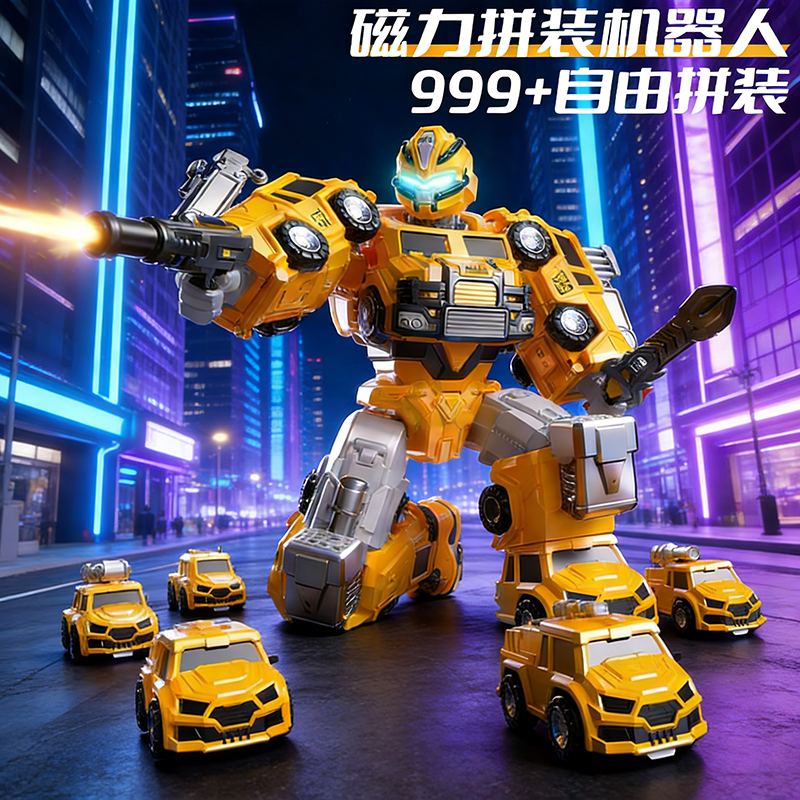 儿童变形玩具汽车机器人擎天手办模型金刚合体拼装积木男孩礼盒,玩具/童车/益智/积木/模型,儿童机器人/变形玩具,淘宝优惠券,粉丝福利购,淘宝优惠卷