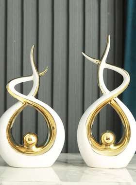 跨境热销抽象轻奢陶瓷摆件 客厅电视柜玄关博古架陶瓷装饰工艺品