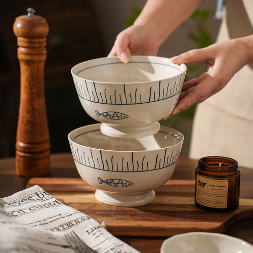 8英寸陶瓷拉面碗个人专用面条碗