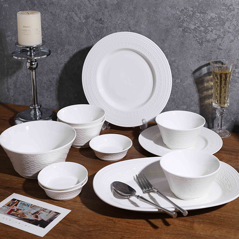 TINYHOME欧式餐具套装高端浮雕轻奢盘子碗2024新款高级感碗碟套装