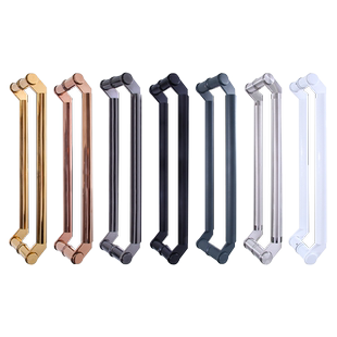 不锈钢玻璃门拉手电镀中砂加厚刀头型斜拐脚有框门推拉门拉手把手