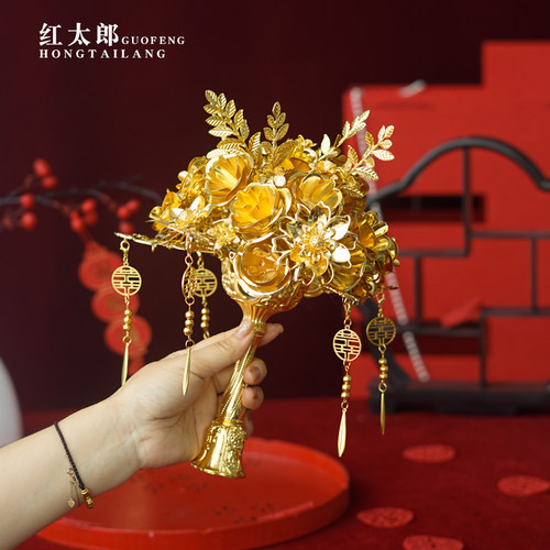 黄金色玫瑰手捧花新娘结婚礼物