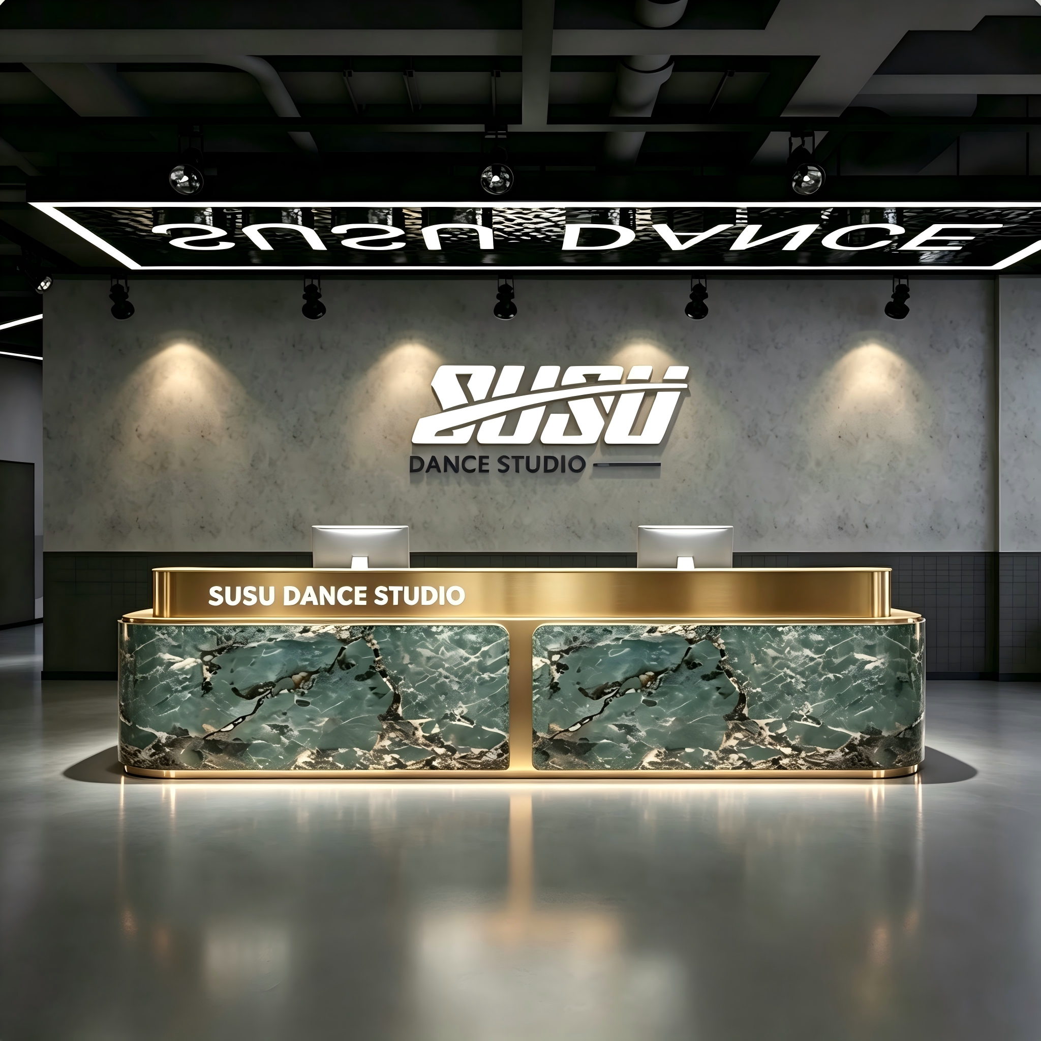 不锈钢公司前台酒店售楼部培训机构吧台美容院收银台大理石接待台图片