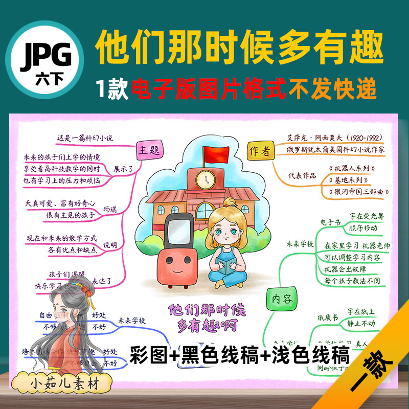 B646六语下他们那时候多有趣啊思维导图模板电子版图片高清线稿