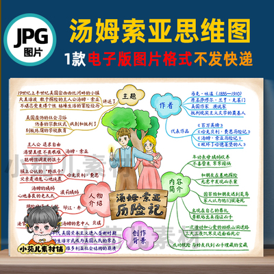 B540汤姆索亚历险记阅读思维导图电子版彩图线稿自己打印不发快递