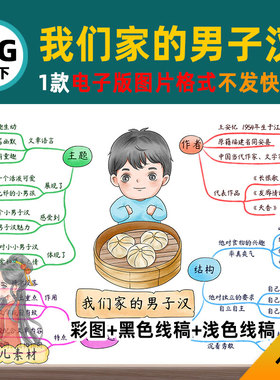 B663四语下20我们家的男子汉思维导图高清线稿自己打印电子版图片