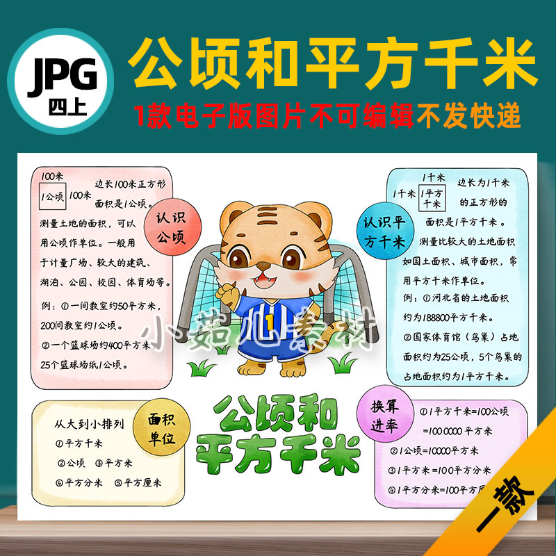 B768【电子版】公顷和平方千米思维导图手抄报电子版 - 实物图