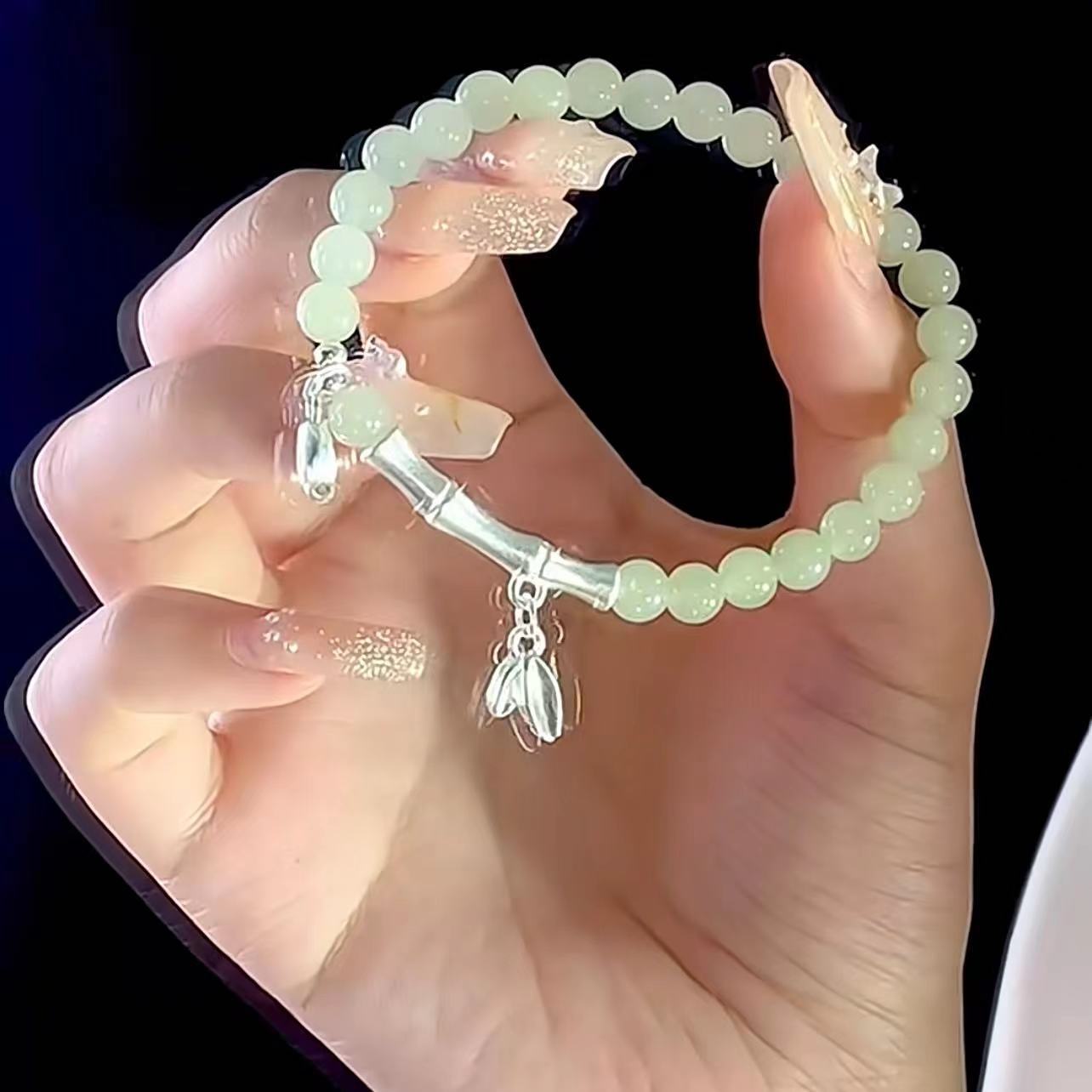 日本品质天然和田玉手链纯银竹节手串玉石轻奢小众简约高级感女生