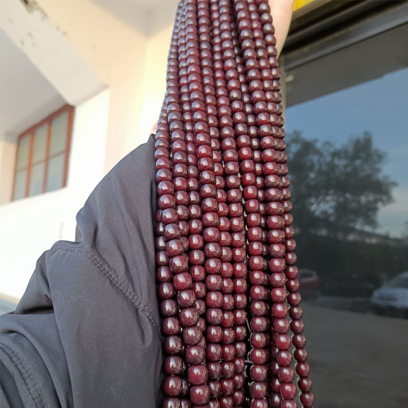 日本品质墨玉色菩提根手持108桶珠手链女直播高级感手链