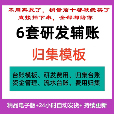企业研发台账模板研发辅助台账研发费用归集模板流水台账资金管理