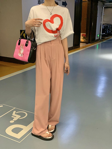 高腰西裤垂感阔腿裤夏季宽松拖地裤子显瘦黑色休闲裤